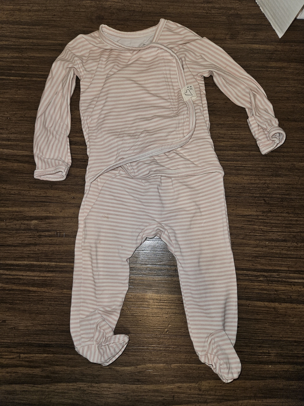 Soft Pink Stripe Footed One-Piece - Cozy Wrap Front